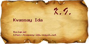 Kvassay Ida névjegykártya